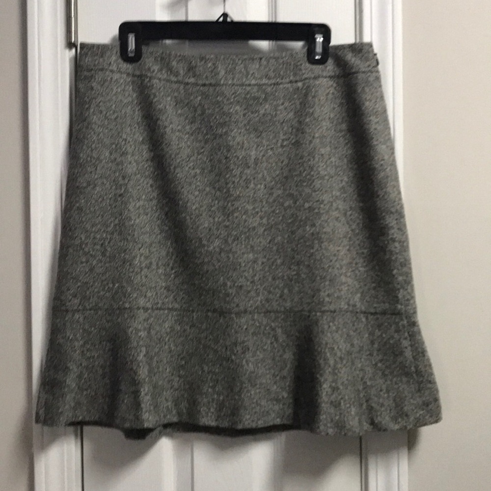 LOFT wool blend tweed flounce hem skirt